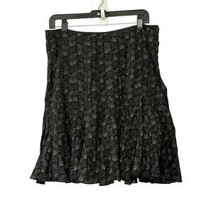 VTG Polo Jeans Company Ralph Lauren Black Paisley Midi Ruffle Skirt Black - 10